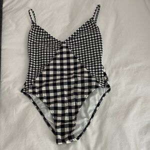 J Crew Black and White Gingham Swimsuit